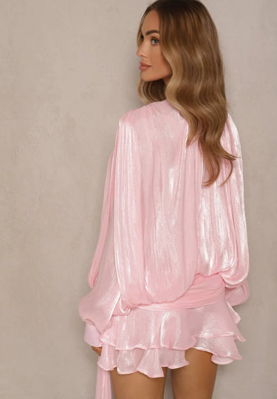 Dekia Uzun Kollu Hollow Out Volanlı Mini Elbise