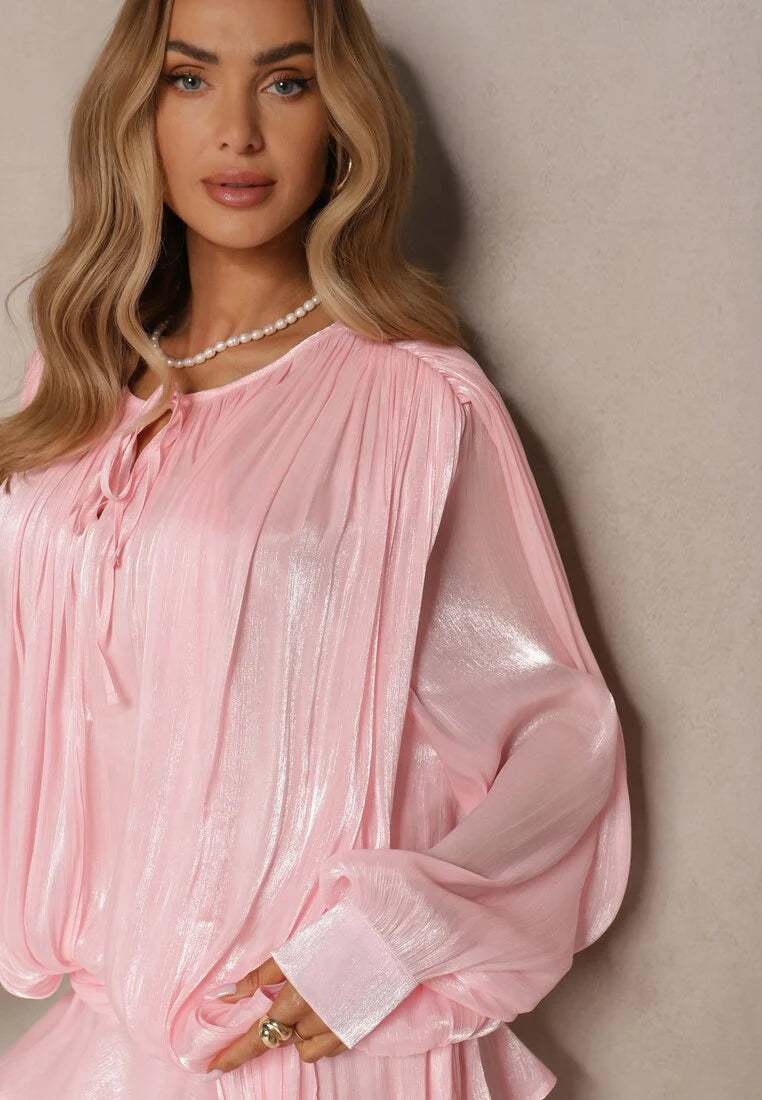 Dekia Uzun Kollu Hollow Out Volanlı Mini Elbise