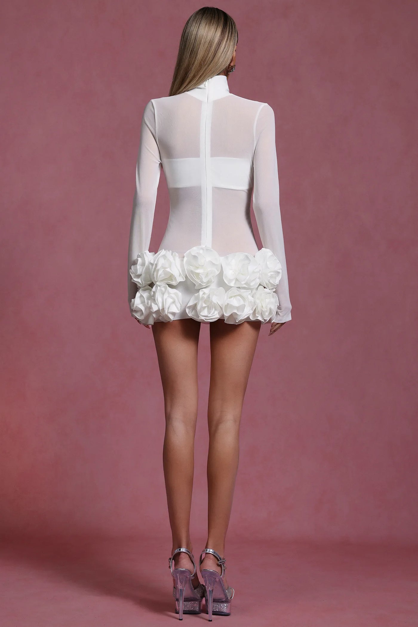 Halasa Uzun Kollu Çiçekli Mini Elbise