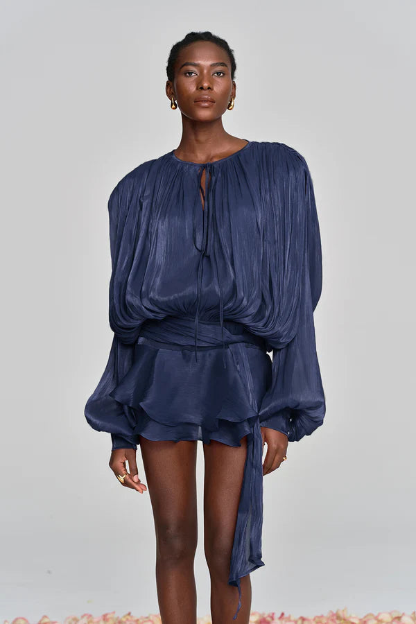 Dekia Uzun Kollu Hollow Out Volanlı Mini Elbise