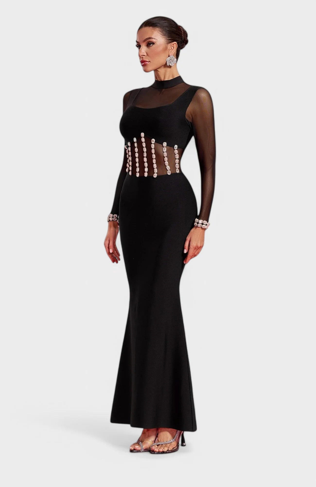 Aviva File Taşlı Bandaj Uzun Elbise