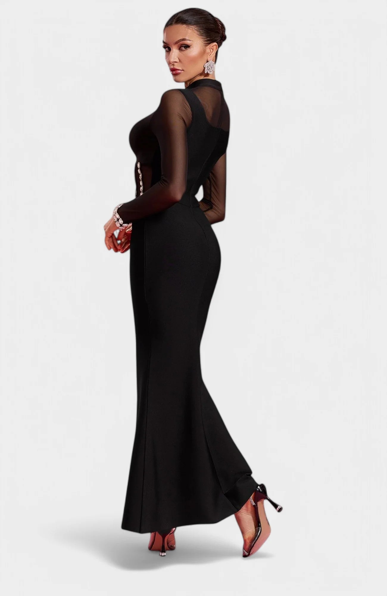 Aviva File Taşlı Bandaj Uzun Elbise