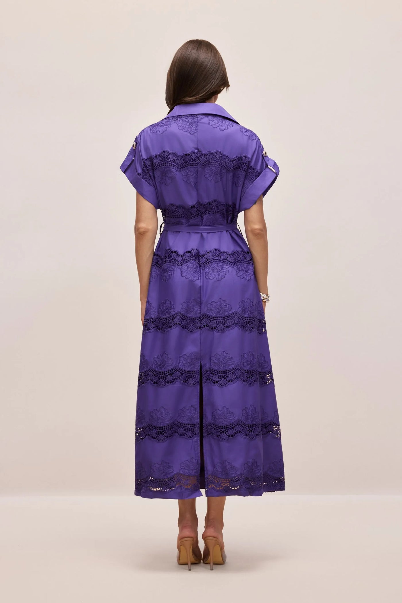 Mora Kısa Kollu Dantel Uzun Gömlek Elbise