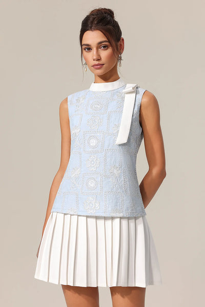 Özel Tasarım Fiyonk Nakışlı Katlı Mini Elbise