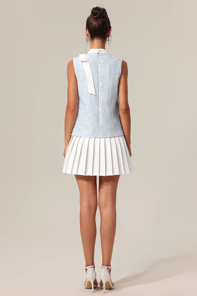 Özel Tasarım Fiyonk Nakışlı Katlı Mini Elbise