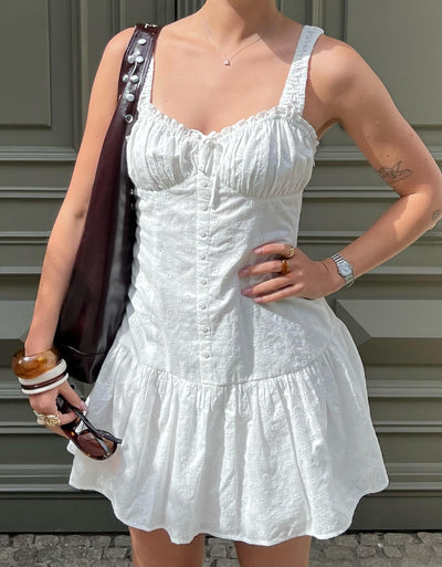 İşlemeli Mini Kloş Elbise