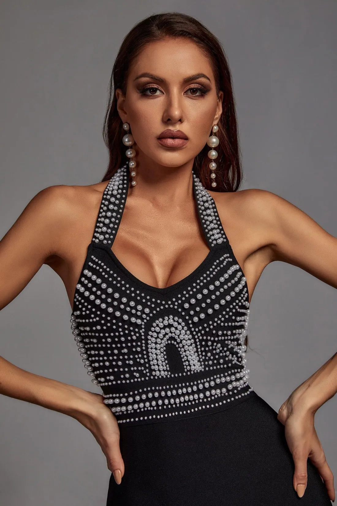 Cornelia Pearl Halter Bandaj Elbise