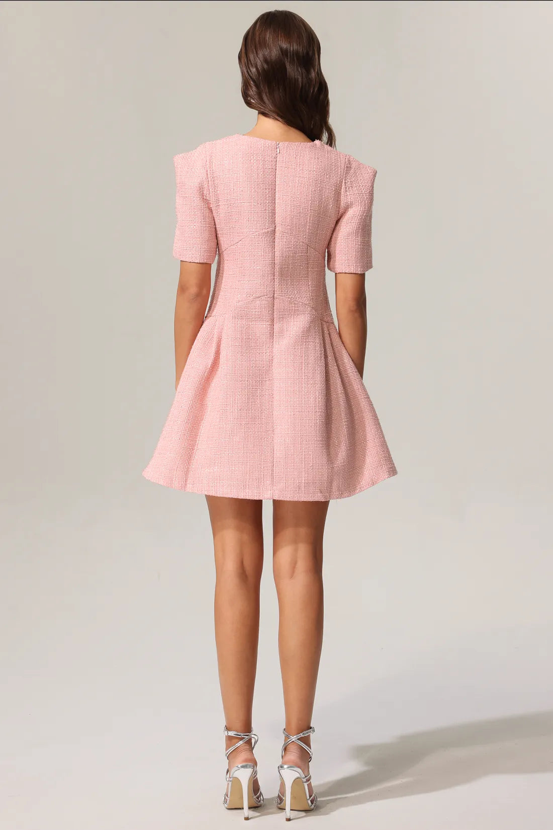 Didu V Yaka Kısa Kollu Mini Elbise