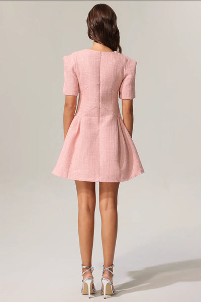 Didu V Yaka Kısa Kollu Mini Elbise