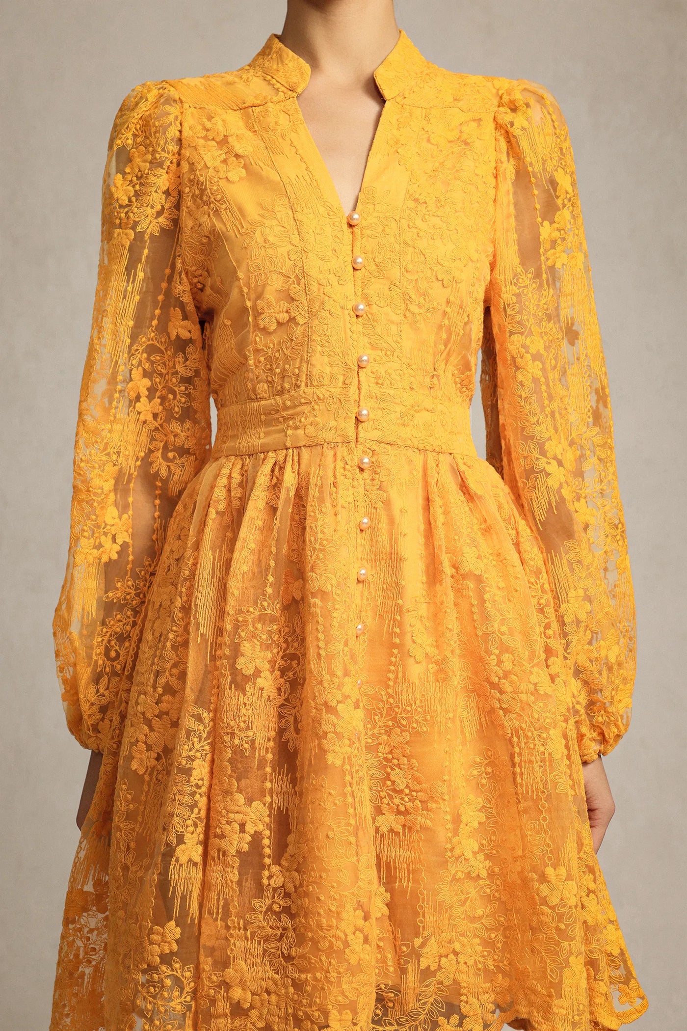 Mignon Nakışlı Dantel Mini Elbise