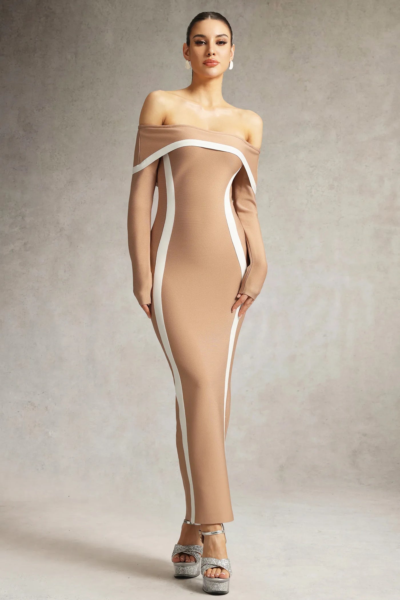 Hilda Kahverengi Uzun Elbise