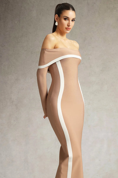 Hilda Kahverengi Uzun Elbise