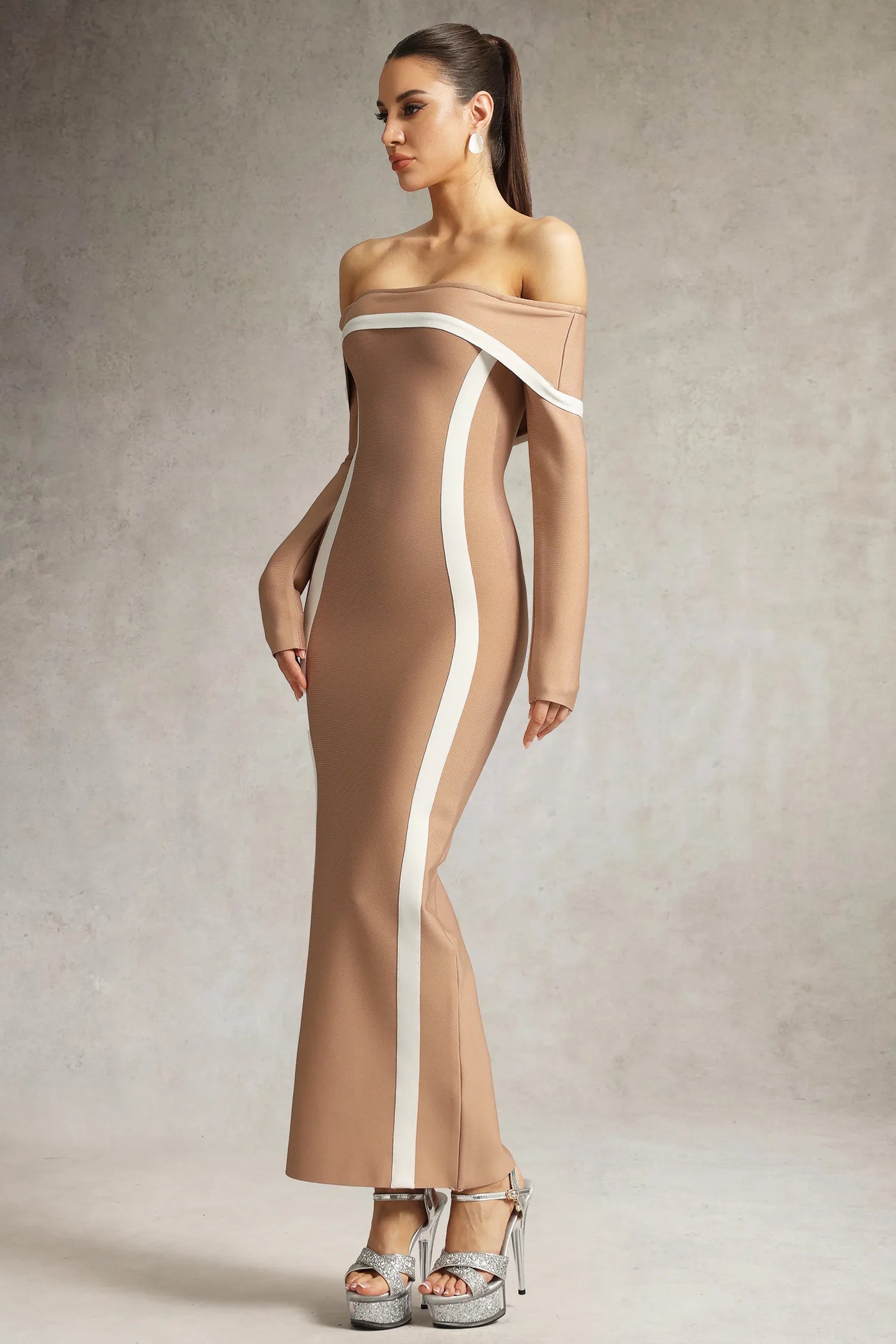 Hilda Kahverengi Uzun Elbise