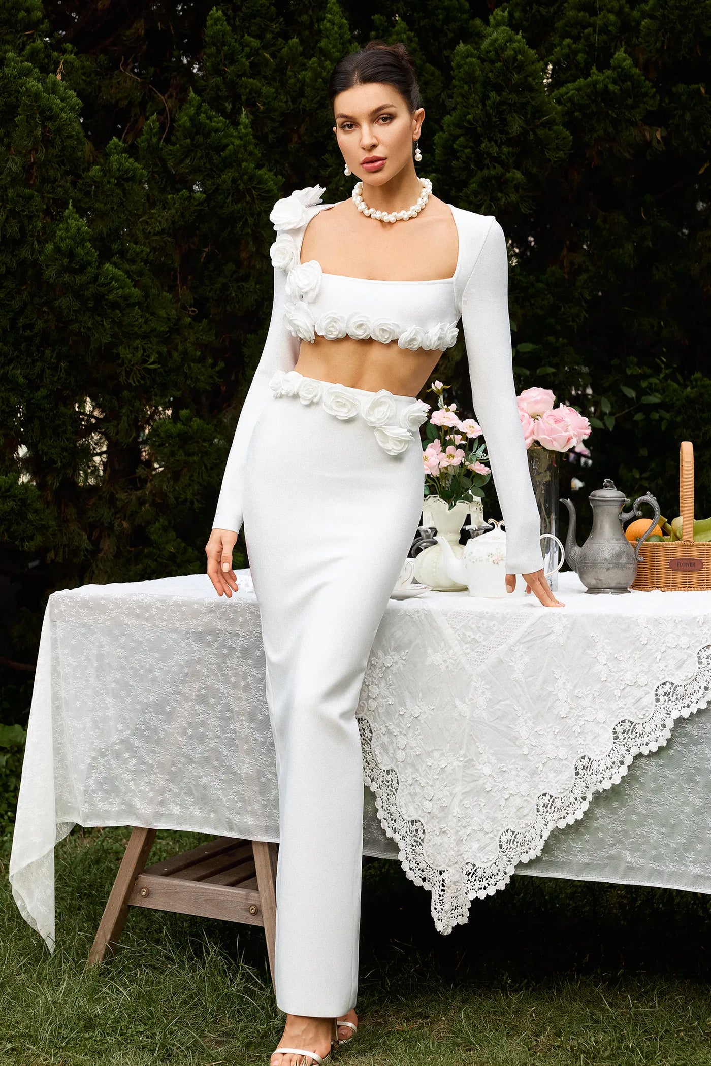 Lionce Çiçek Kare Yaka Etek Takımı