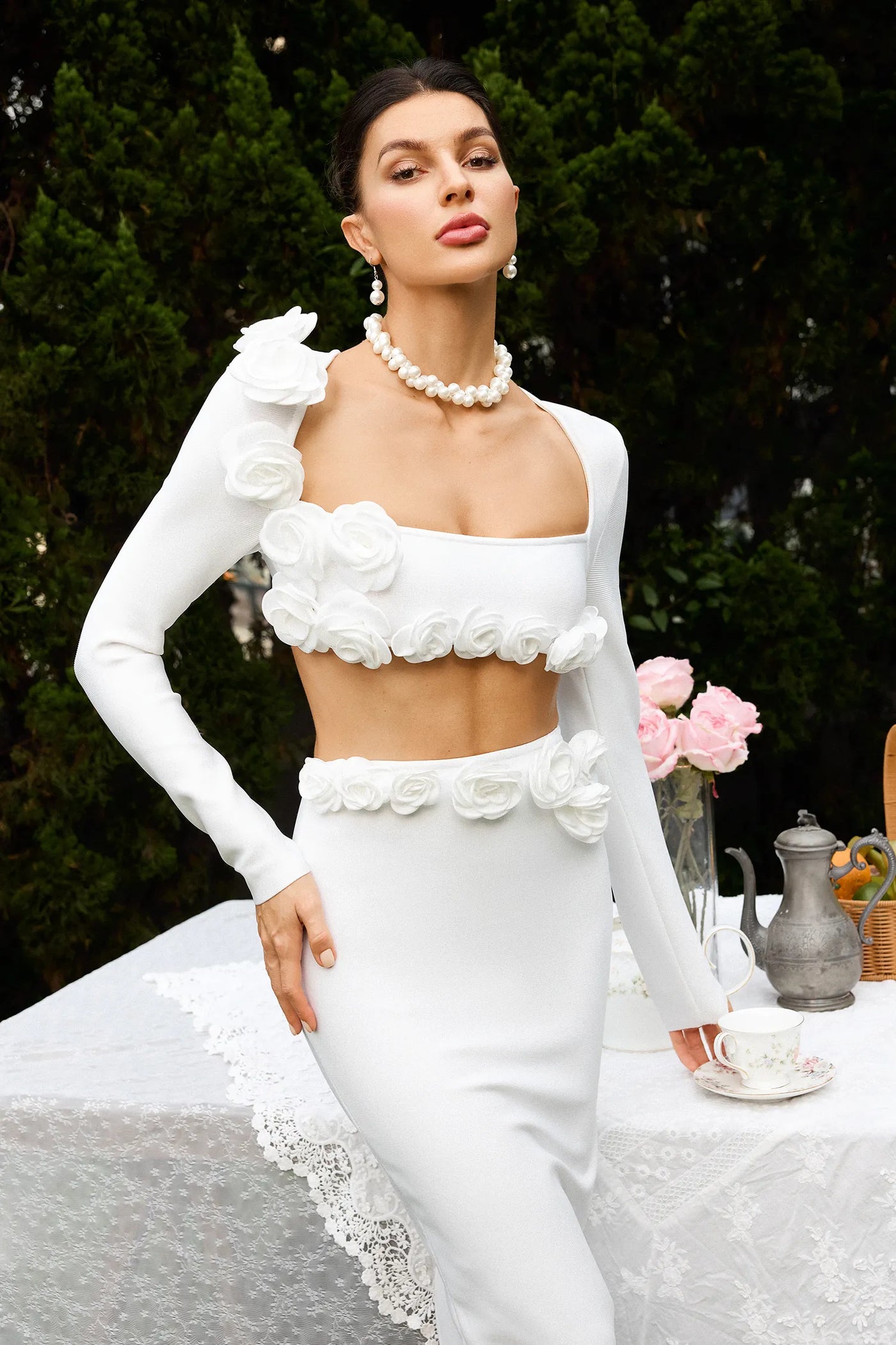 Lionce Çiçek Kare Yaka Etek Takımı