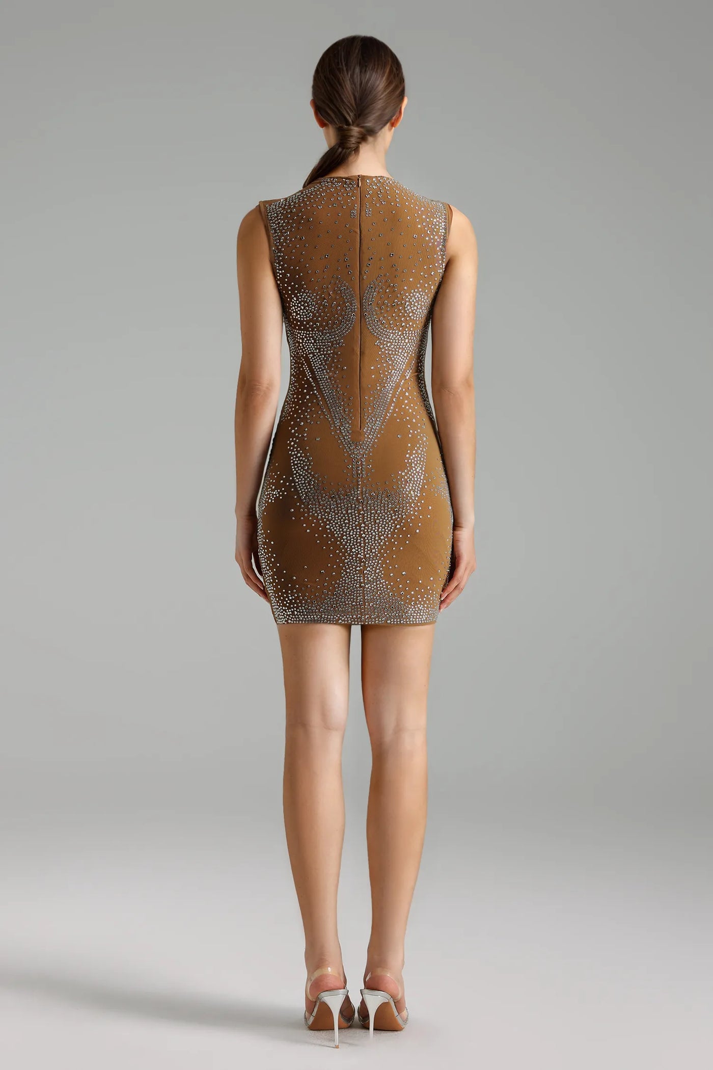 Leah Diamond Setting Kolsuz Mini Elbise