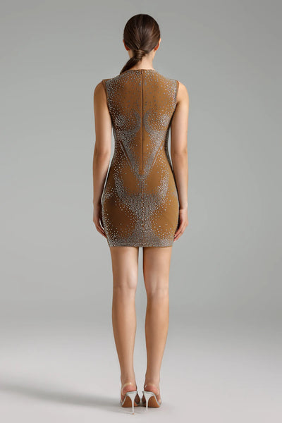 Leah Diamond Setting Kolsuz Mini Elbise