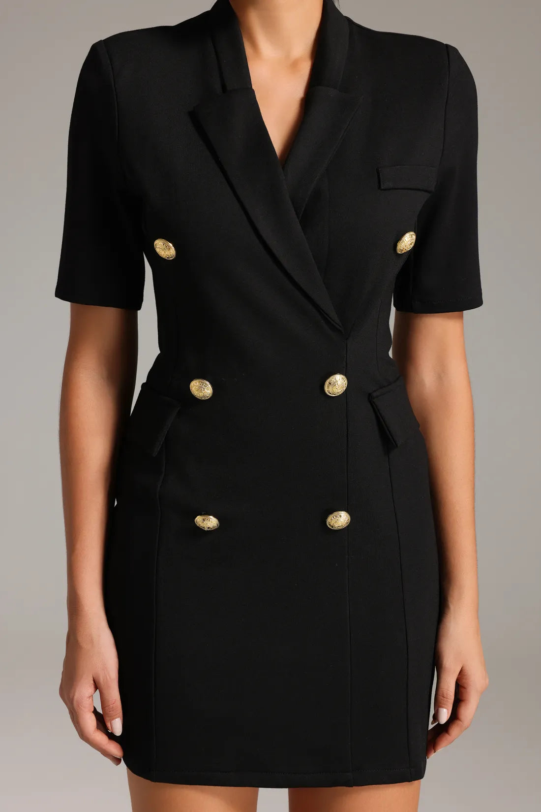 Çentikli Yaka Mini Elbise