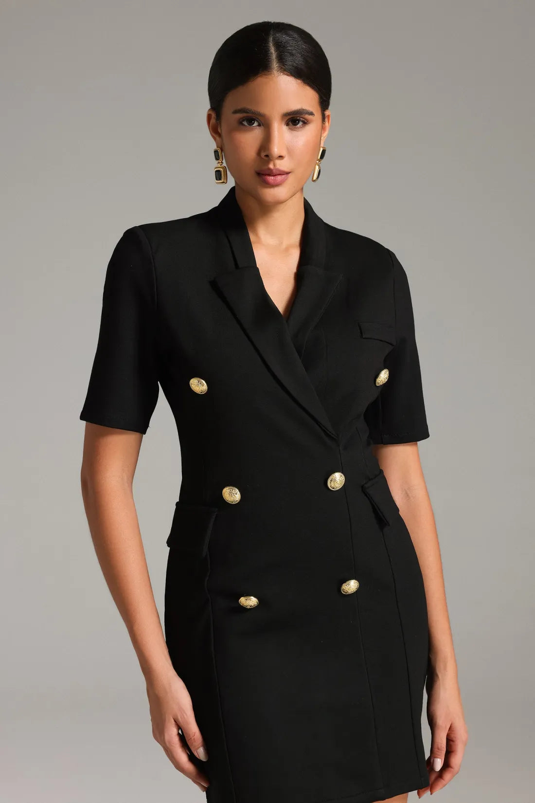 Çentikli Yaka Mini Elbise