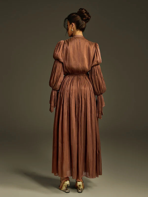 Nereus Fırfırlı Uzun Elbise