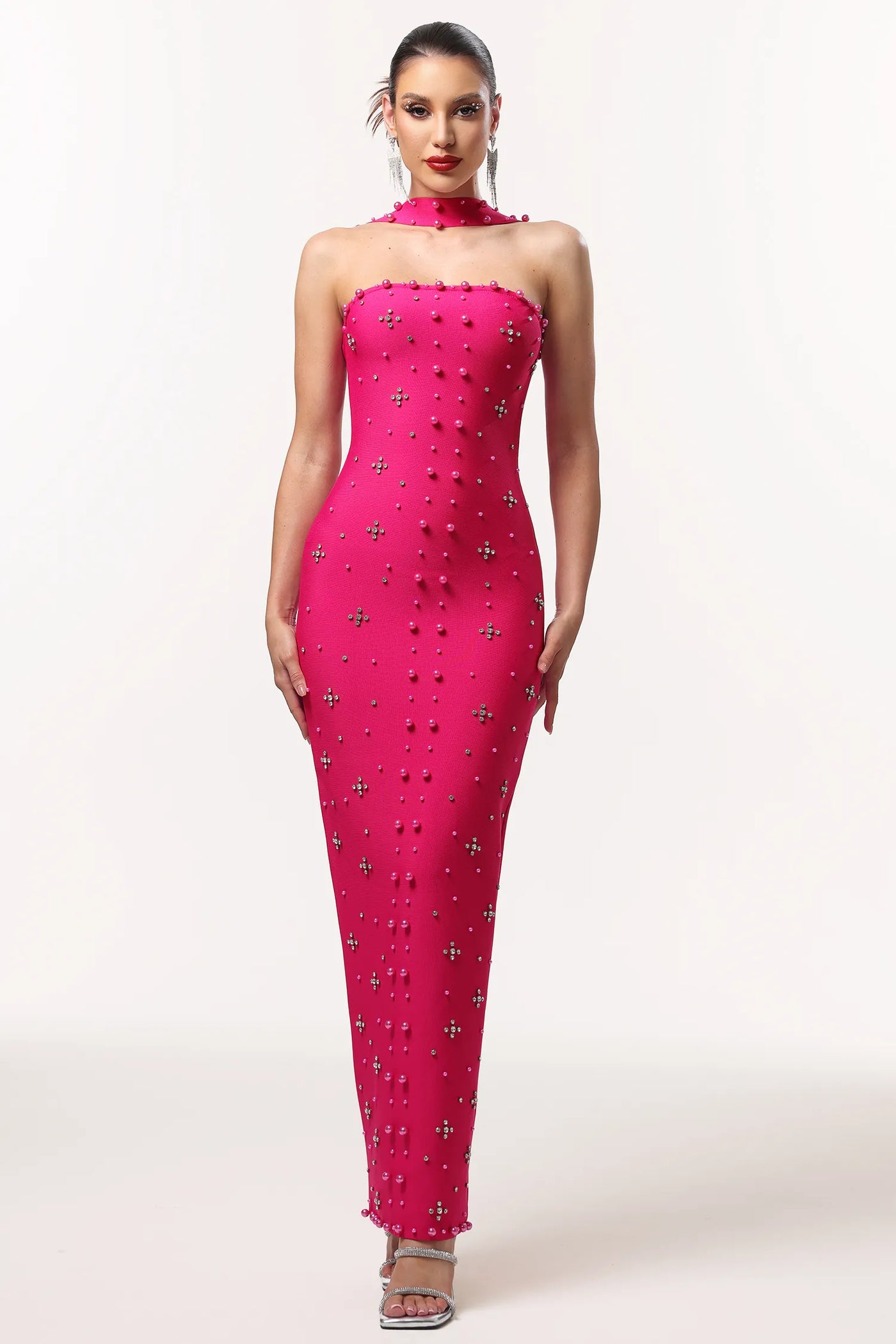 Nesya İnci Bandaj Uzun Elbise