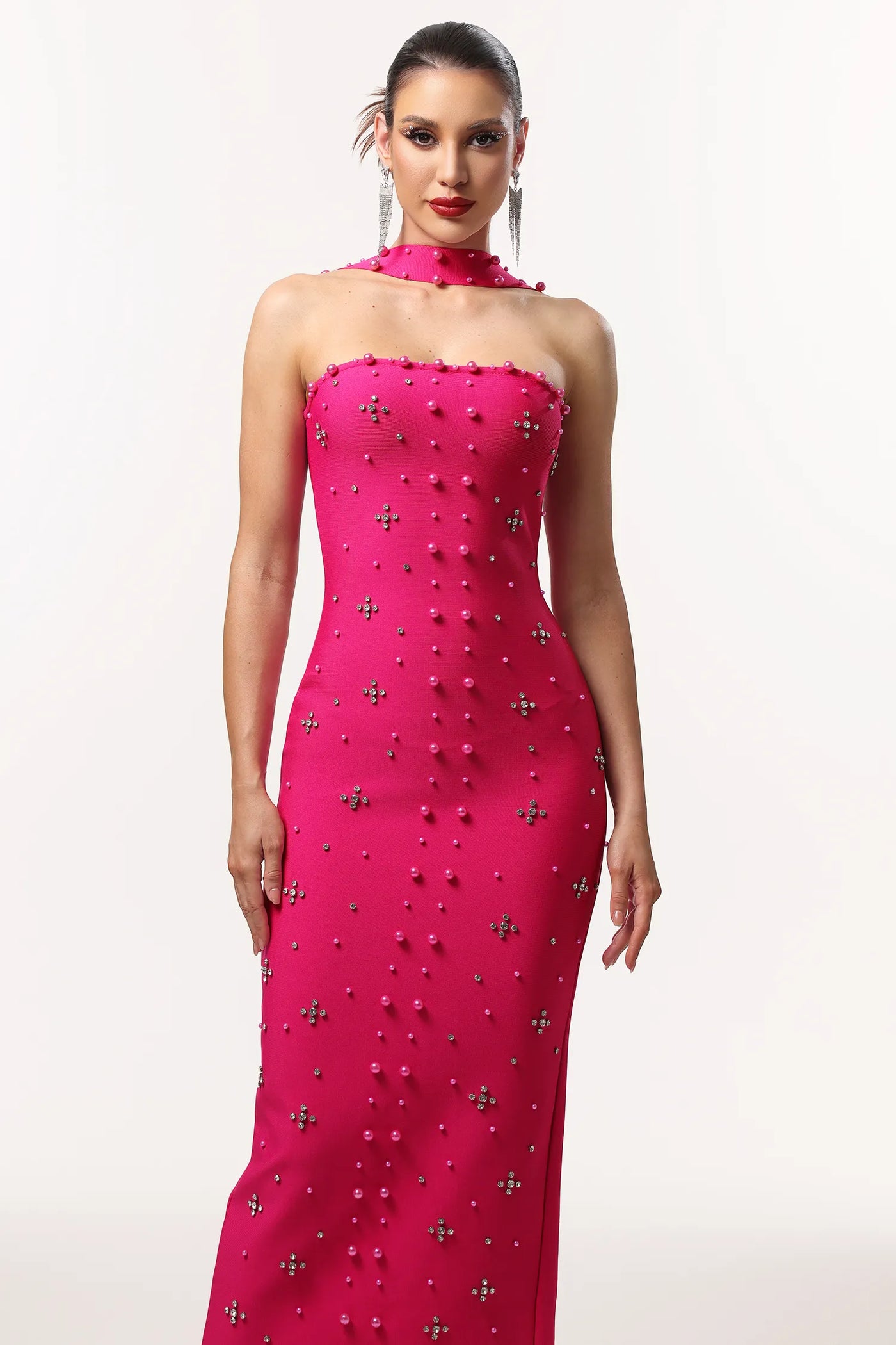 Nesya İnci Bandaj Uzun Elbise