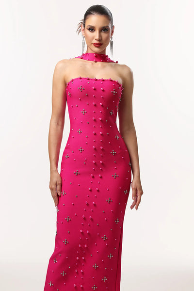 Nesya İnci Bandaj Uzun Elbise