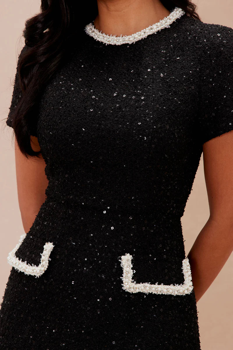 Quincy Kısa Kollu Elmas Mini Elbise