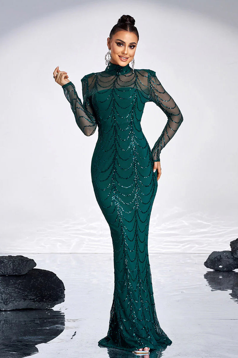 Palez Payetli File Uzun Elbise