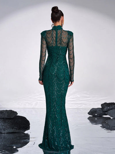 Palez Payetli File Uzun Elbise