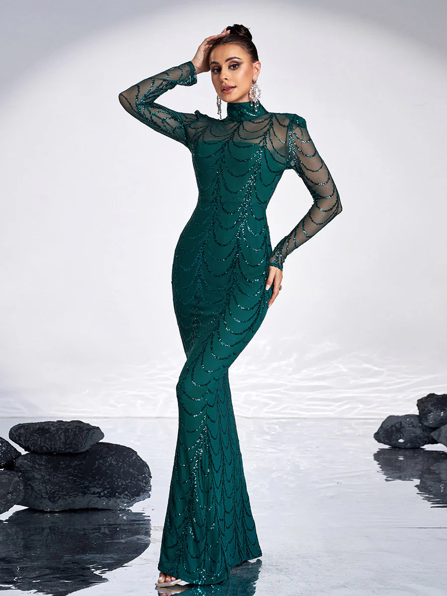 Palez Payetli File Uzun Elbise