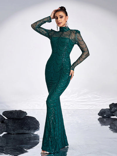 Palez Payetli File Uzun Elbise