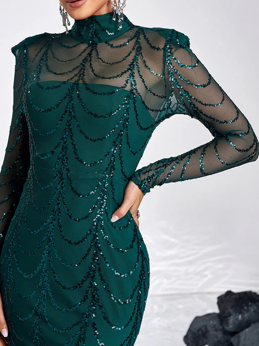 Palez Payetli File Uzun Elbise