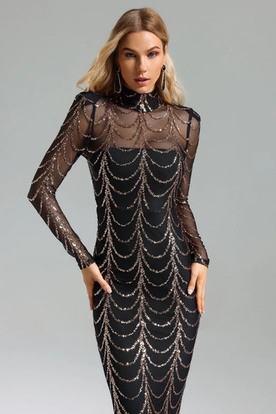 Palez Payetli File Uzun Elbise