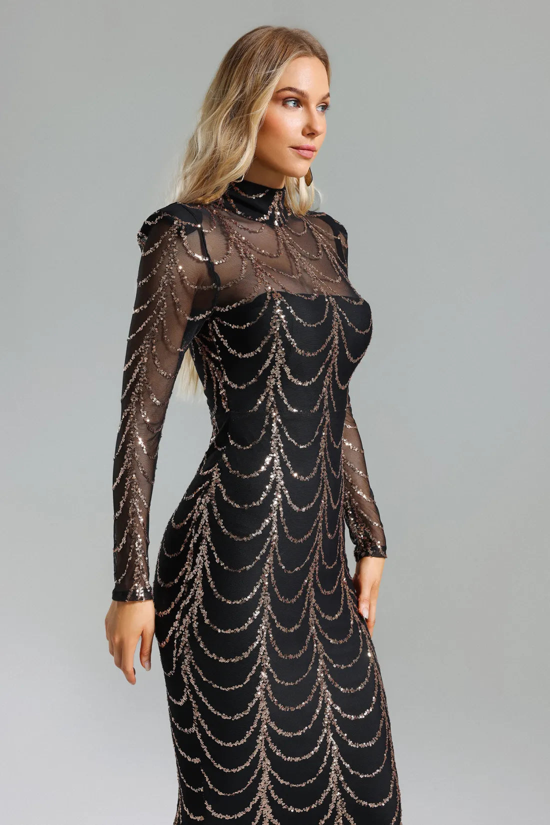 Palez Payetli File Uzun Elbise