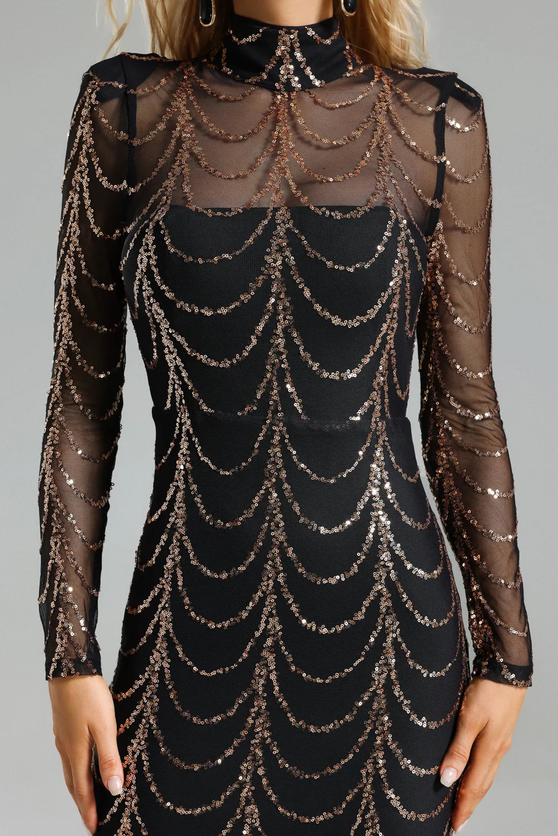 Palez Payetli File Uzun Elbise