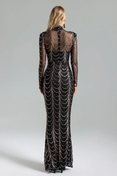 Palez Payetli File Uzun Elbise