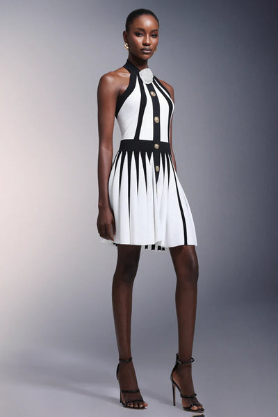 Iana Flower Halter Çizgili Mini Elbise