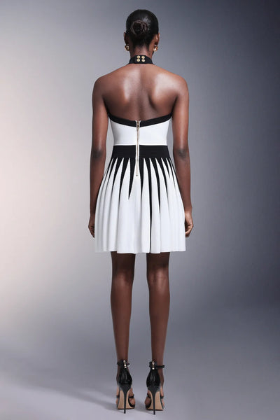 Iana Flower Halter Çizgili Mini Elbise