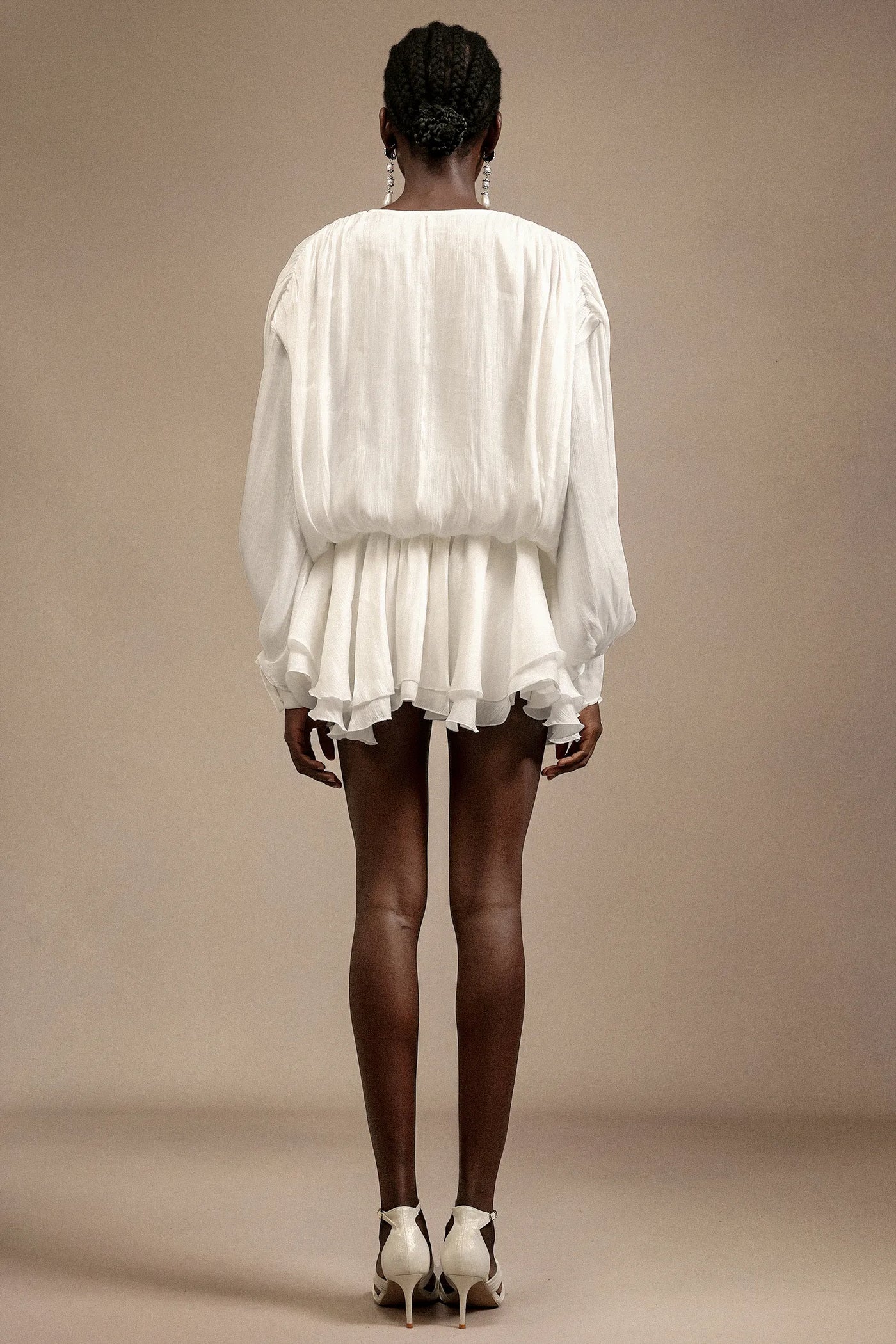 Maris Uzun Kollu Fiyonklu Mini Elbise