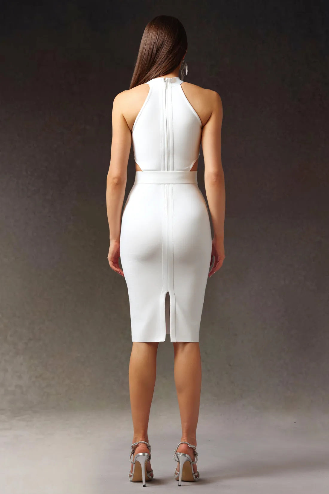 Racaco Halter Oyuk Kemer Bandaj Midi Elbise