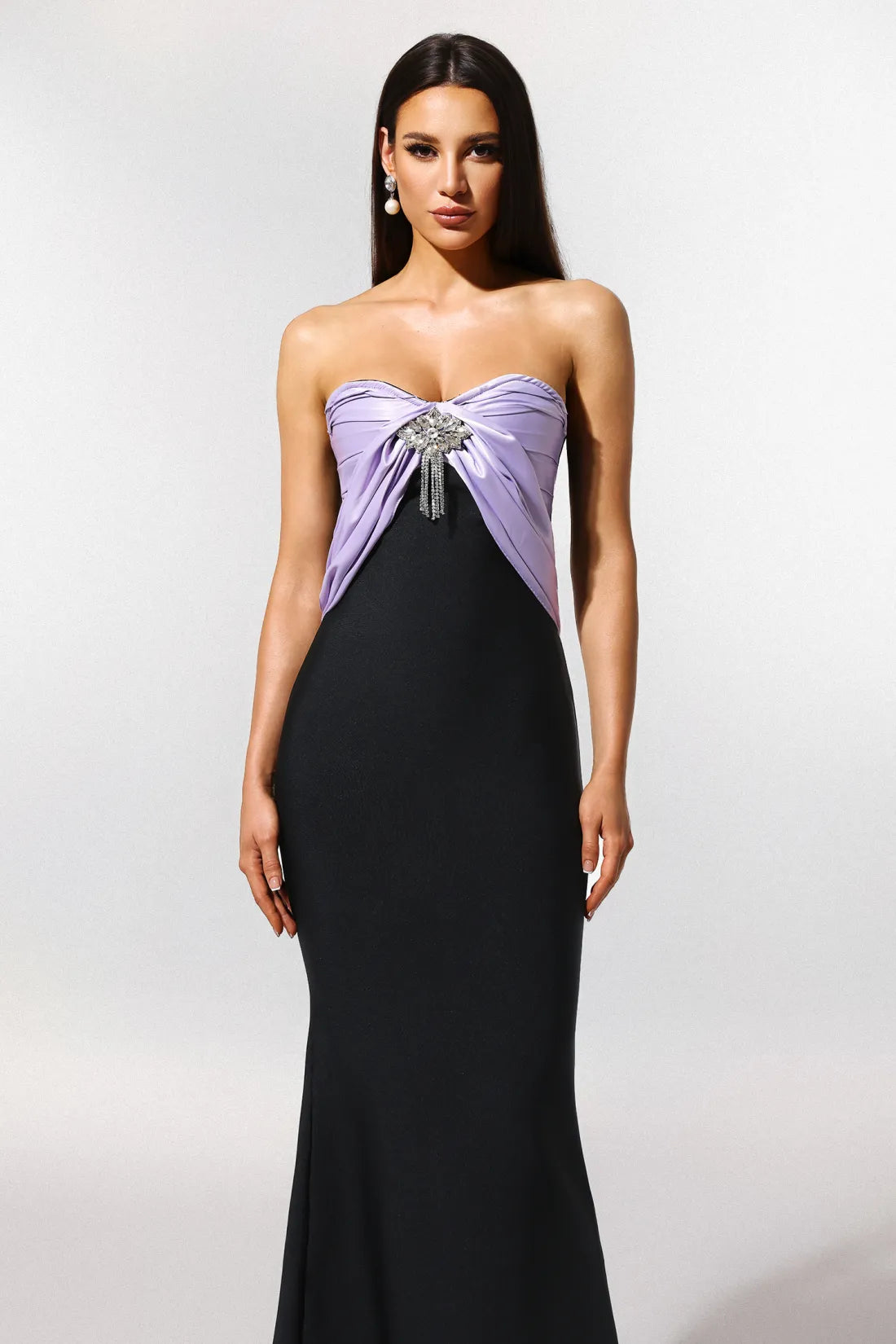 Rania Kolsuz Elmas Balık Kuyruğu Bandajlı Maksi Elbise