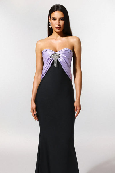 Rania Kolsuz Elmas Balık Kuyruğu Bandajlı Maksi Elbise