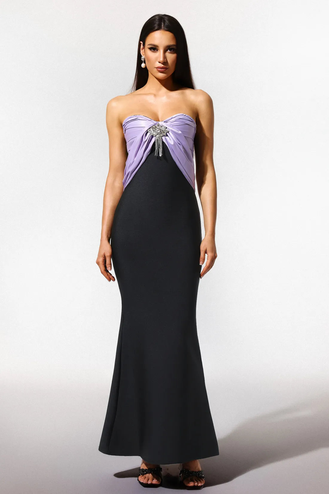 Rania Kolsuz Elmas Balık Kuyruğu Bandajlı Maksi Elbise