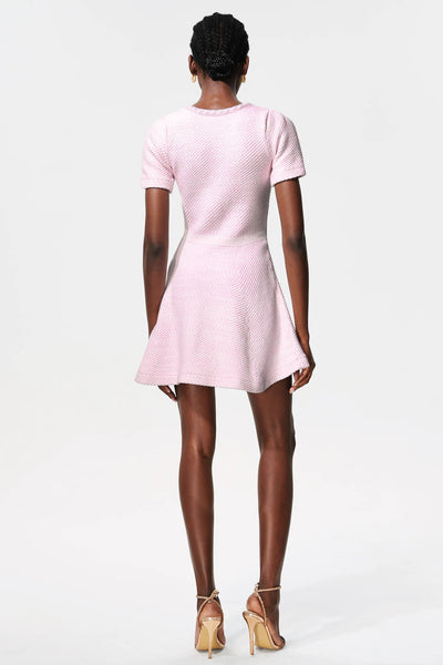 Sarada V Yaka Elmas Kısa Kollu Mini Elbise