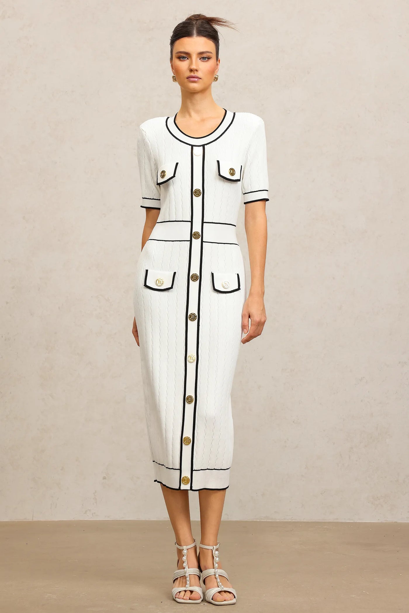 Sadala Yuvarlak Yaka Midi Elbise