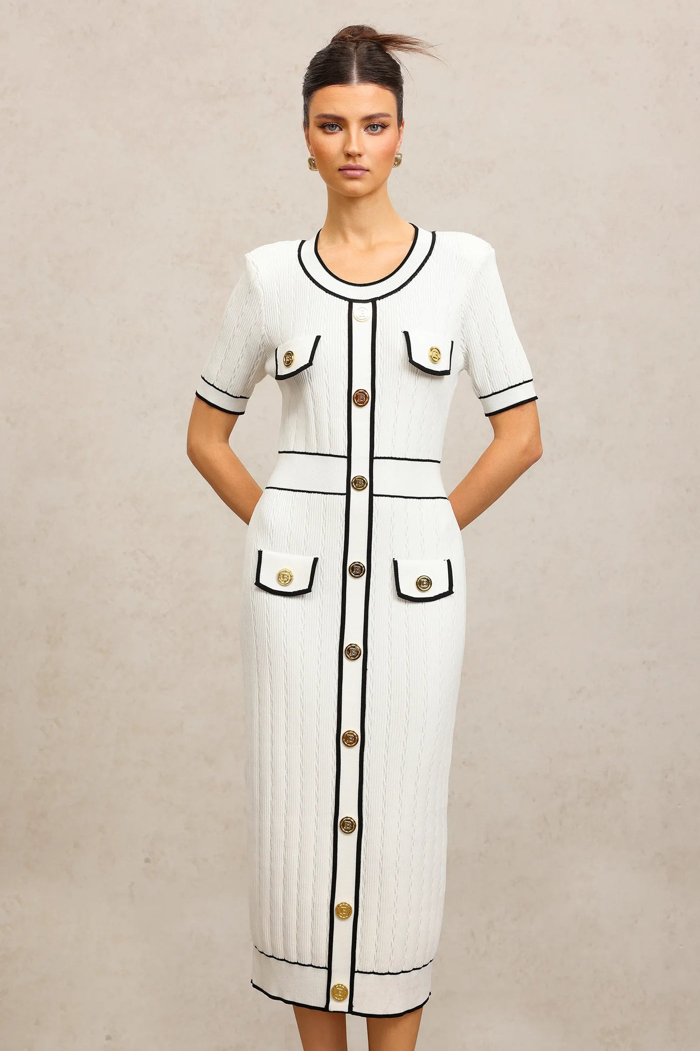 Sadala Yuvarlak Yaka Midi Elbise