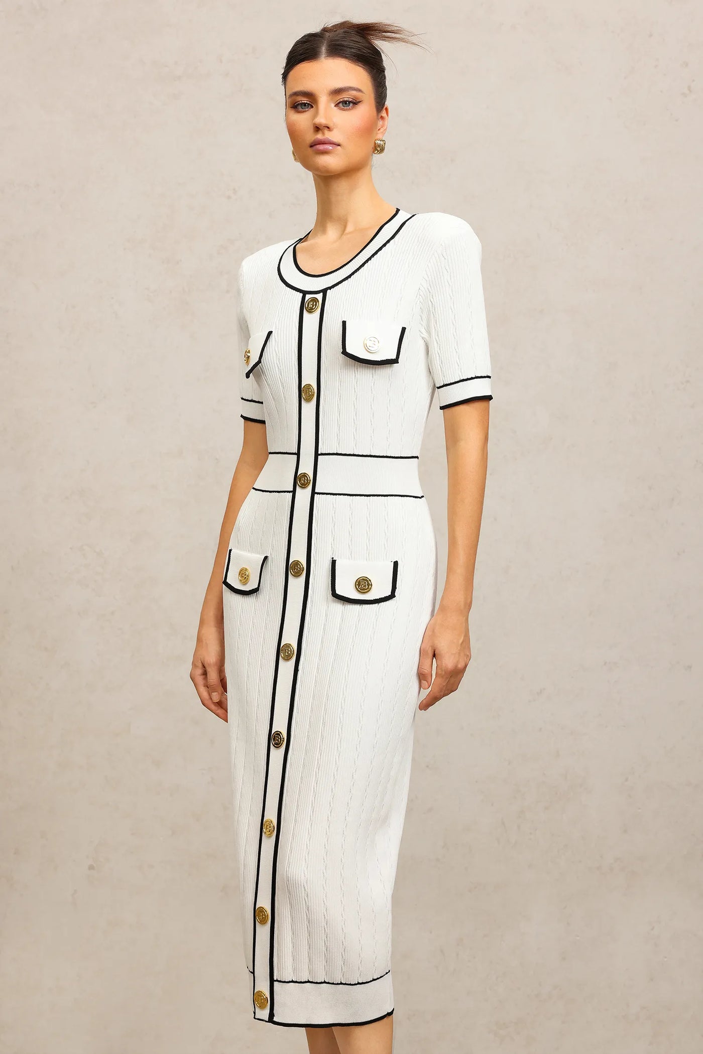 Sadala Yuvarlak Yaka Midi Elbise