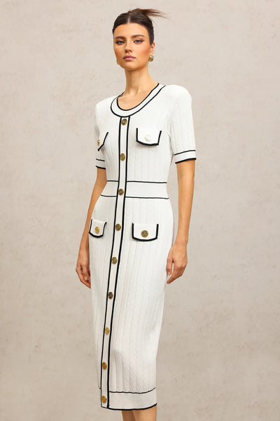 Sadala Yuvarlak Yaka Midi Elbise