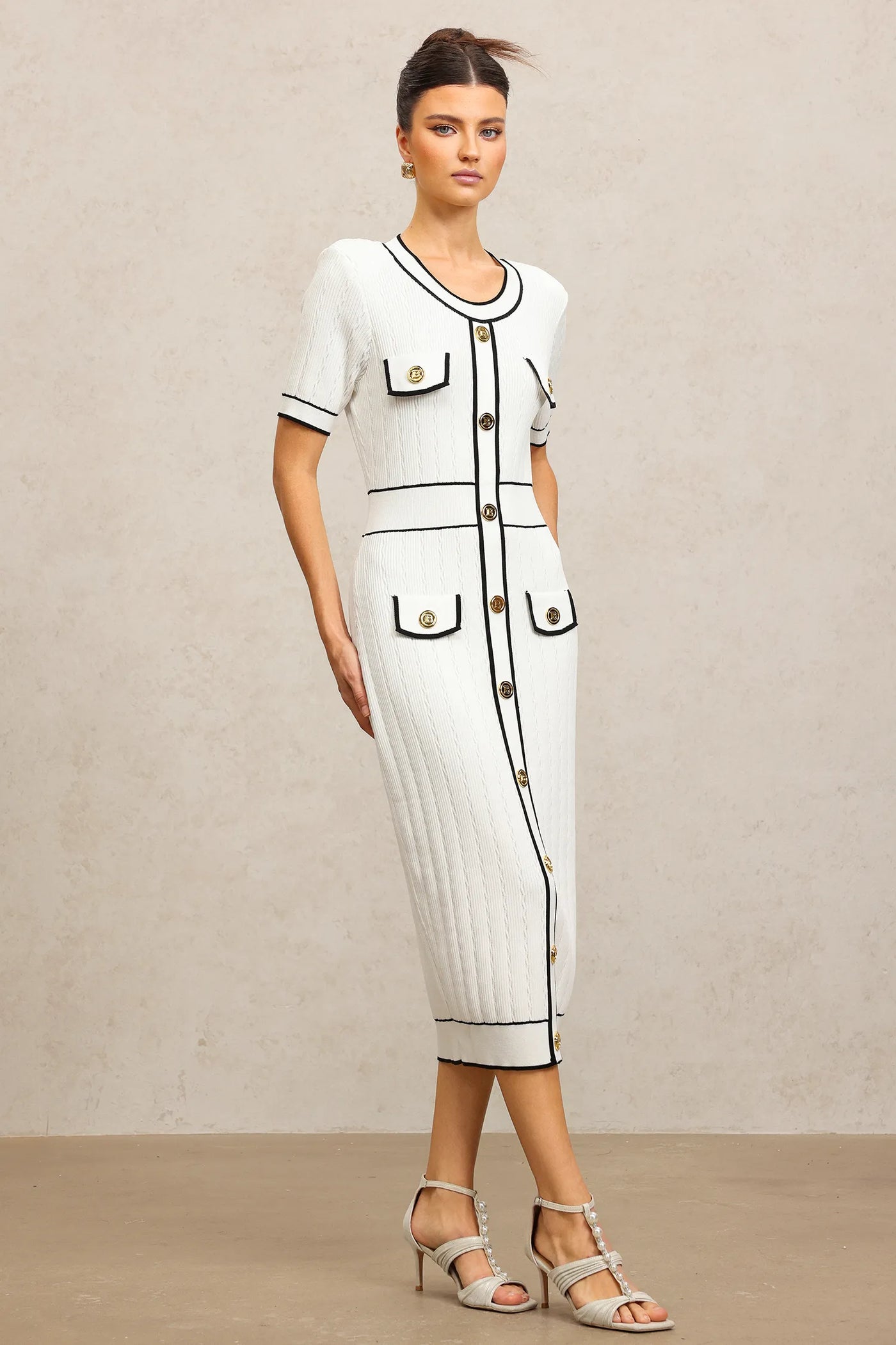 Sadala Yuvarlak Yaka Midi Elbise